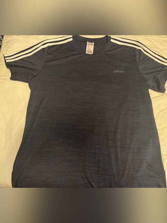 adidas Other - adidas Navy Short Sleeve Athletic Tee with White Shoulder Stripes